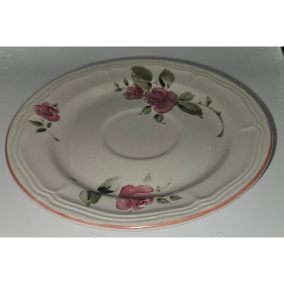Gibson Rose Floral 6.5" Saucers Set of 3 Vintage Stoneware - Picture 1 of 2